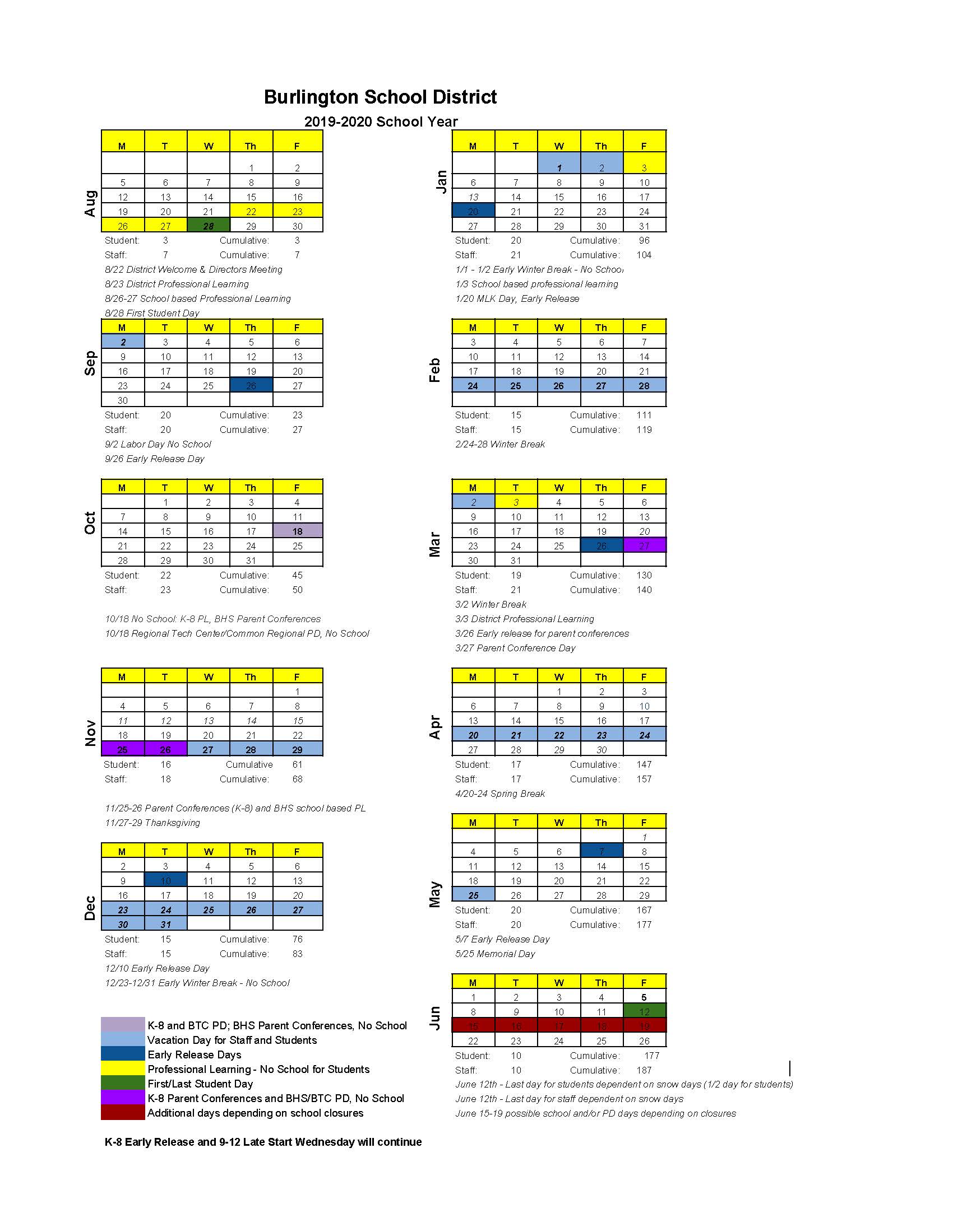 BSD 2019-2020 Final Calendar Approved 052119 - 2019-2020 BSD 2019-2020 Final Calendar Approved 052119 - 2019-2020